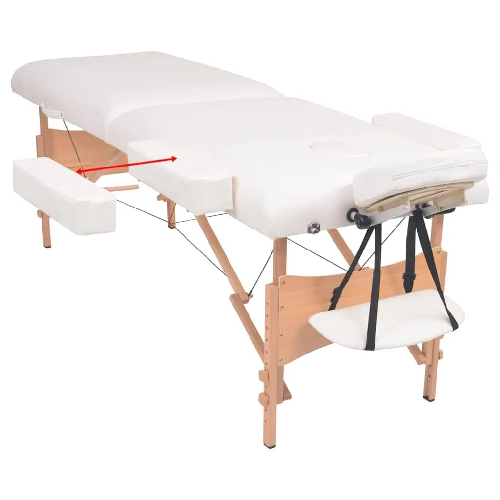 Massageliege 2-Zonen, Klappbar mit Hocker & Nackenrollen, Weiß