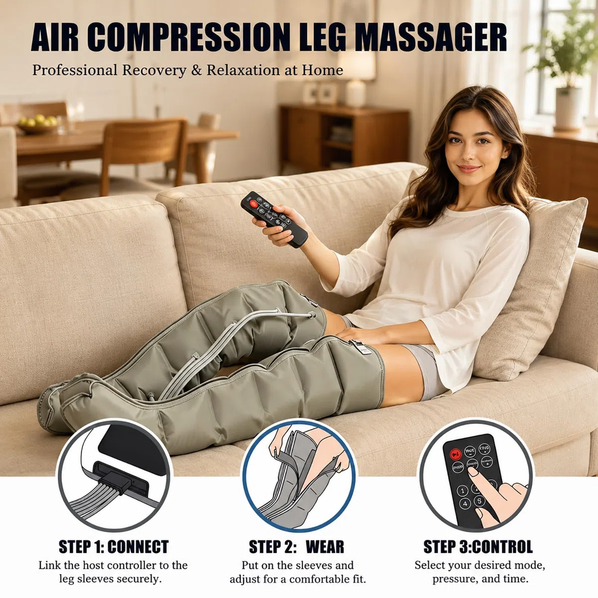 Lymphdrainage Massagegerät mit 6 Kammern, L/XL Air Compression Boots für Lipödem, Pressotherapie & Kompressionsmassage für Ganzkörper, Schmerzlinderung und Wohlbefinden