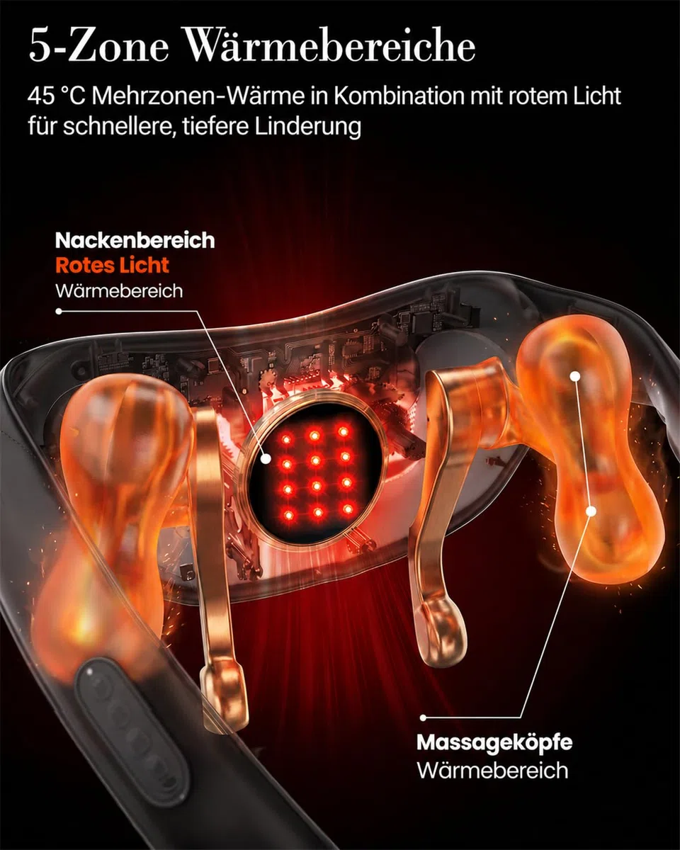 Nackenmassagegerät mit wärme, Infrarot Shiatsu Massagegerät Nacken Schulter