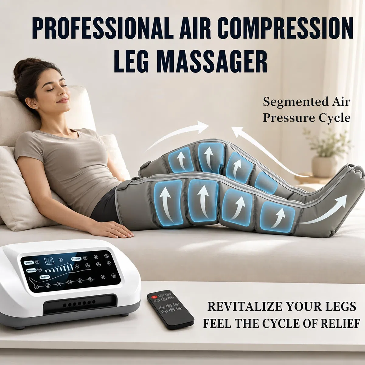 Lymphdrainage Massagegerät mit 6 Kammern, L/XL Air Compression Boots für Lipödem, Pressotherapie & Kompressionsmassage für Ganzkörper, Schmerzlinderung und Wohlbefinden